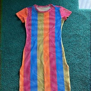 Rainbow Mesh Cover Up